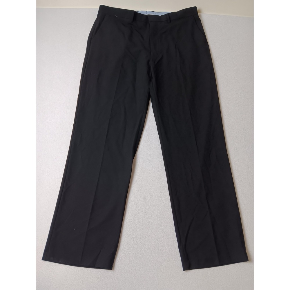 J.M. Haggar Dress Pants Mens 38x32 Black Herringbone Classic Stretch Business
